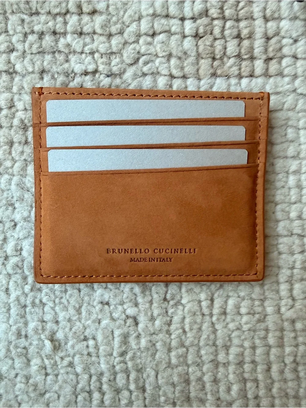 NWT Brunello Cucinelli Logo Embossed Leather  Card Holder